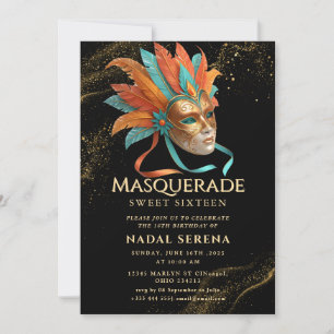 Goldene Maskerade Einladung
