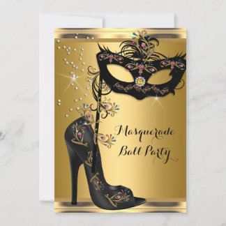 Goldene Maskerade Party Maske Jewel Einladung