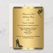 Goldene Maskerade Party Maske Jewel Einladung (Rückseite)