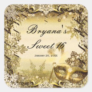 Goldene Maskerade Pinacoteca comunale Casa Rusca Quadratischer Aufkleber