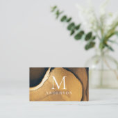 goldene Maskuline Double Monogram Business Card Visitenkarte (Stehend Vorderseite)
