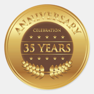 Goldene Medaille zum 35-jährigen Jubiläum Runder Aufkleber
