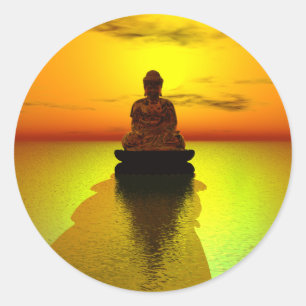 Goldene Meditation 3 Runder Aufkleber