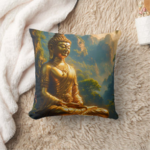 Goldene Meditation in den thailändischen Gipfeln Kissen