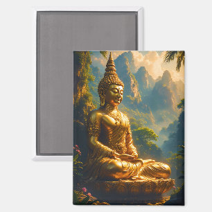 Goldene Meditation in den thailändischen Gipfeln Magnet