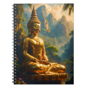 Goldene Meditation in den thailändischen Gipfeln Notizblock