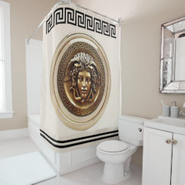 Goldene Medusa / Gorgon griechisches Schlüsselbeig Duschvorhang