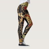 Goldene Medusa und Seraphen Schwarz, Gold und Rot Leggings (Rechts)