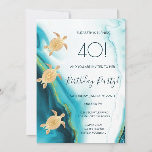 Goldene Meeresschildkröten - Einladung zur Küste (Vorderseite)