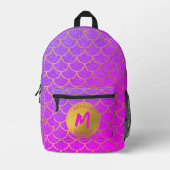 Goldene Meerjungenskala Rosa Glitzer Muster Monogr Bedruckter Rucksack (Vorderseite)