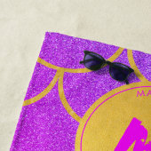 Goldene Meerjungenskala Rosa Glitzer Muster Monogr Strandtuch (Beispiel)