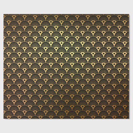 Goldene Meerjungfrau Schwarze Skalen Art Deco Geschenkpapier (Flach)