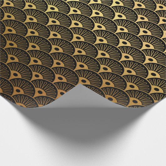 Goldene Meerjungfrau Schwarze Skalen Art Deco Geschenkpapier (Ecke)