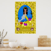 Goldene Meerjungfrau und Dolphin Print Poster (Küche)