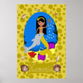 Goldene Meerjungfrau und Dolphin Print Poster (Vorne)