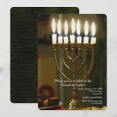 Goldene Menorah Hanukka Einladung (Vorne/Hinten)