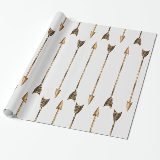 Goldene Metallblick-Pfeile Geschenkpapier (Ungerollt)