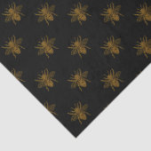 Goldene Metallfolie-Bienen auf Schwarz Seidenpapier (Detail)