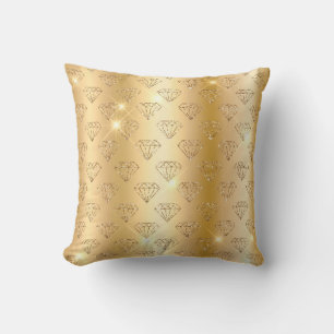 Goldene Metallfolie & Faux Glitter Glam Diamanten Kissen