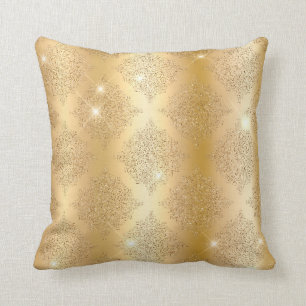 Goldene Metallfolie & Glitter Glam Filigree-Muster Kissen