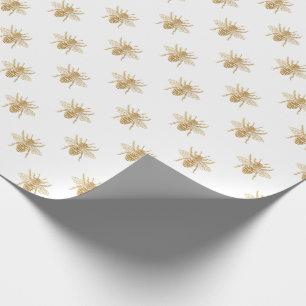 Goldene Metallfolie Pseudo-Fotoeffekt-Bienen auf W Geschenkpapier