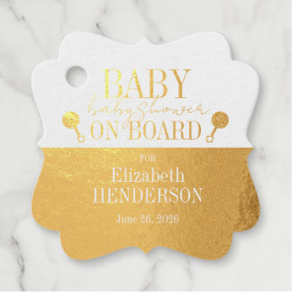 Goldene Metallic-Baby-Shower-Folie-Einladung Geschenkanhänger