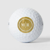 Goldene Metallic Monogram Golfbälle (Vorderseite)