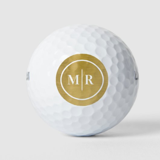 Goldene Metallic Monogram Golfbälle (Vorderseite)
