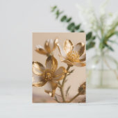 Goldene Metallische Blumen Luxuriöse Botanische El Postkarte (Stehend Vorderseite)