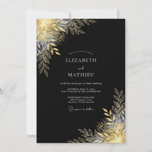 Goldene Metallische Botanische Romanze Hochzeit Einladung
