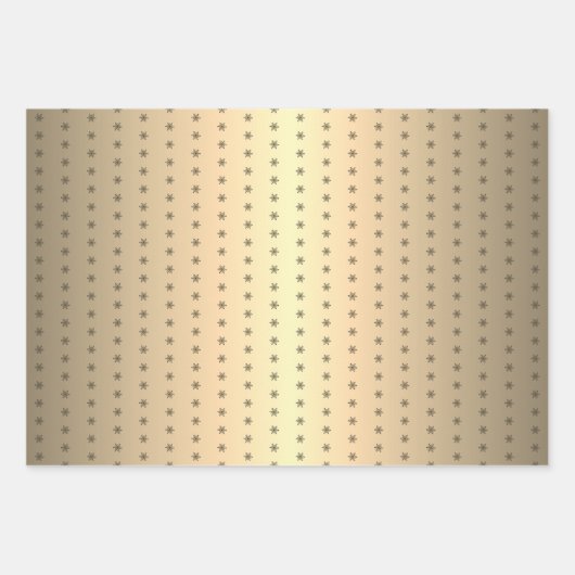 Goldene Metallische Feste Schneeflocke Weihnachten Geschenkpapier Set (Vorderseite 2)