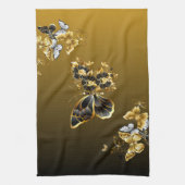 Goldene Metamorphose – Botanisches Schmetterlingsd Geschirrtuch (Vertikal)