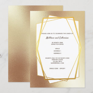 Goldene minimalistische einfache geometrische Rahm Einladung