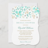 Goldene Minze Blütenleder Bridal Dusche Einladung (Vorderseite)