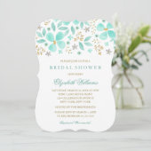 Goldene Minze Blütenleder Bridal Dusche Einladung (Stehend Vorderseite)