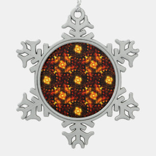 Goldene moderne Boho elegante abstrakte Kunstmuste Schneeflocken Zinn-Ornament