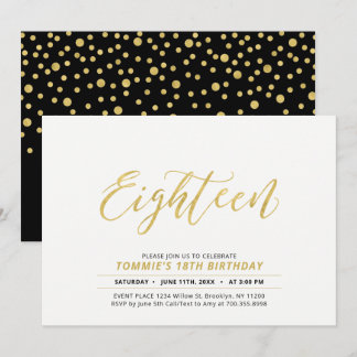 Goldene, moderne Briefe 18. Geburtstagsparty Einladung
