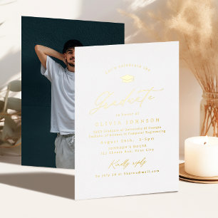 Goldene moderne Kalligrafie einfache Foto-Abschlus Folieneinladung