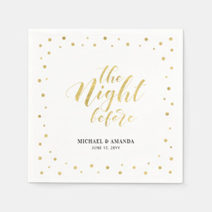 Goldene moderne Konfetti-Hochzeitsprobe Abendessen Serviette