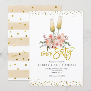 Goldene Moderne Prost auf Sechzig Einladung