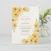 Goldene Mohn-Wasserfarb-Hochzeit Einladung (Stehend Vorderseite)