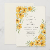 Goldene Mohn-Wasserfarb-Hochzeit Einladung (Vorne/Hinten)