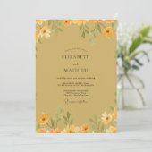 Goldene Mohnblätter Hochzeit Einladung (Stehend Vorderseite)