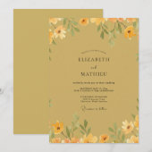 Goldene Mohnblätter Hochzeit Einladung (Vorne/Hinten)