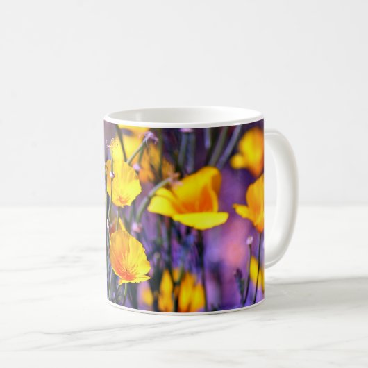 Goldene Mohnblume Kaffeetasse (VorderseiteRechts)