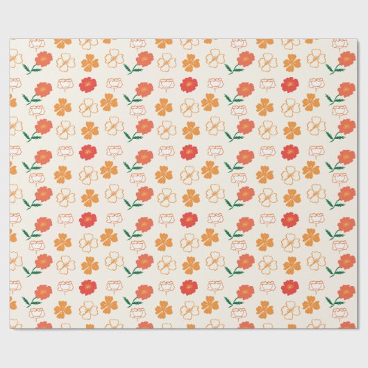 Goldene Mohnblumen Geschenkpapier (Flach)
