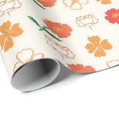 Goldene Mohnblumen Geschenkpapier (Rolleneckpunkt)