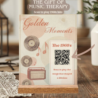 Goldene Momente 60er Musiktherapie QR Geschenk Acrylschild