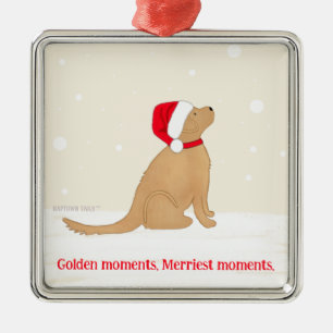 Goldene Momente. Fröhlichste Momente Hund Weihnach Ornament Aus Metall