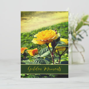 Goldene Momente – Sonnige gelbe Rose Blumenpostkar Karte